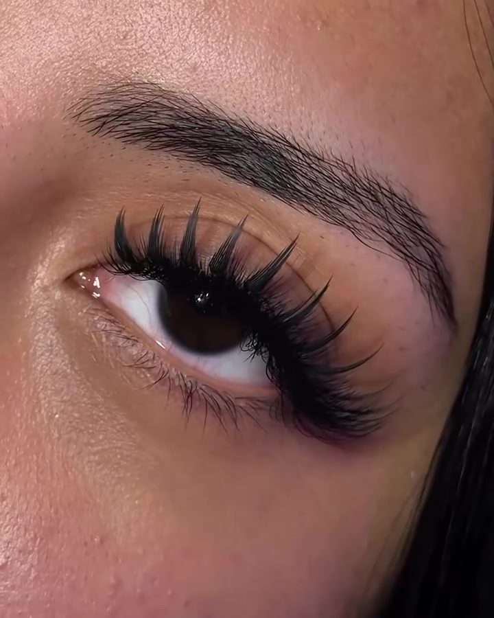 Wispy set, close up on a brown eye